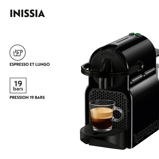 Machine à Café Inissia Noir, 19 Bars + Kit de Bienvenue, Design Compact, Arrêt Automatique, EN80.B