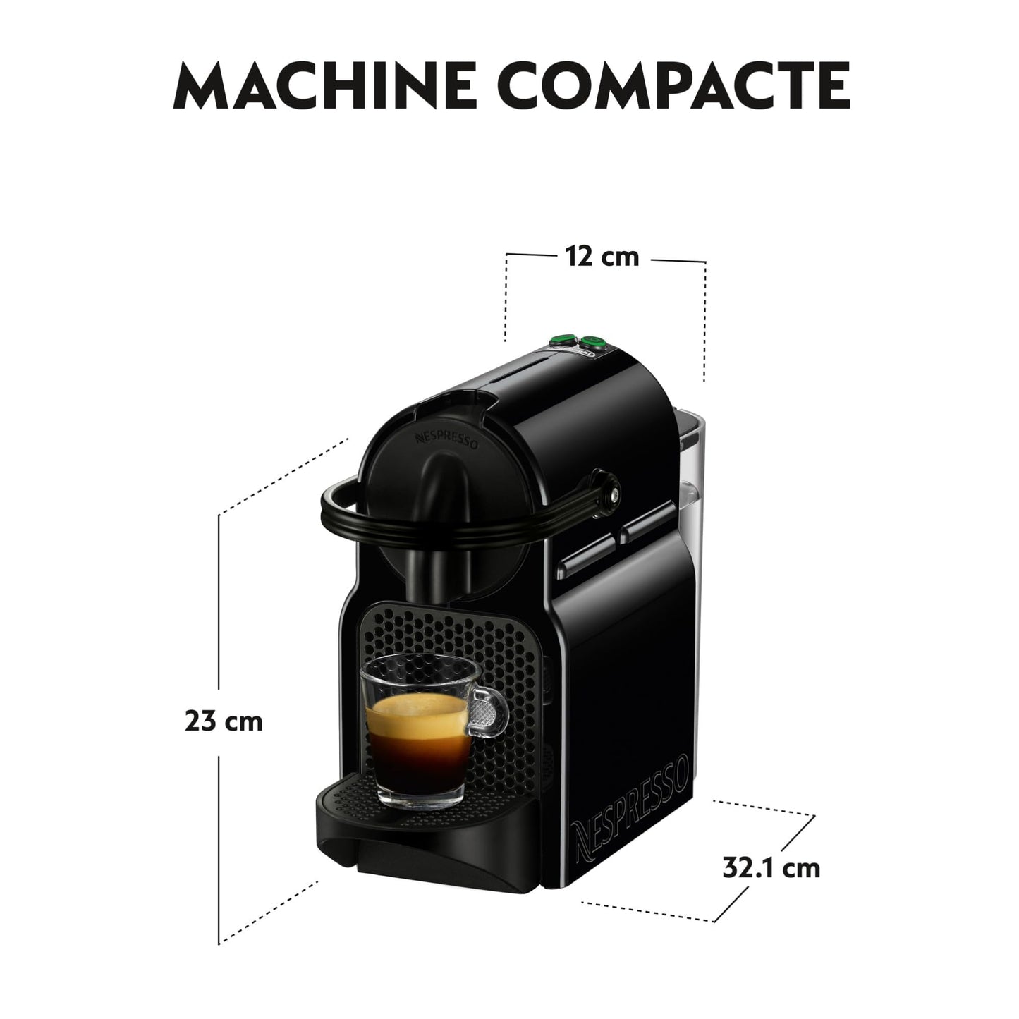 Machine à Café Inissia Noir, 19 Bars + Kit de Bienvenue, Design Compact, Arrêt Automatique, EN80.B