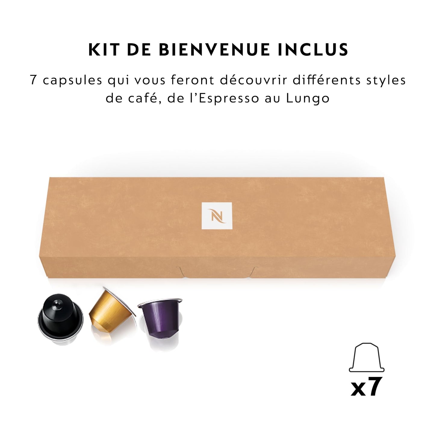 Machine à Café Inissia Crème Vanille, 19 Bars + Kit de Bienvenue, Design Compact, Arrêt Automatique, EN80.CW