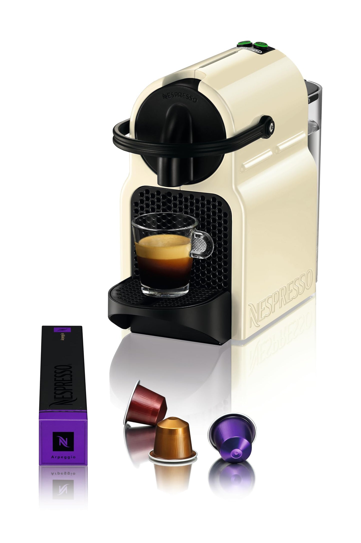 Machine à Café Inissia Crème Vanille, 19 Bars + Kit de Bienvenue, Design Compact, Arrêt Automatique, EN80.CW