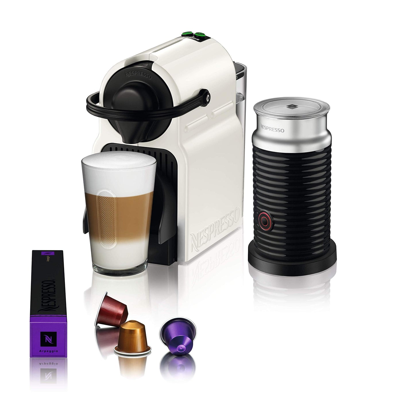 Inissia machine à café à capsule – Rouge rubis Inissia and Aeroccino blanc